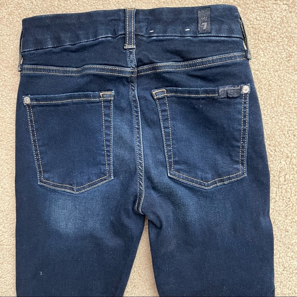 7 for all Mankind Slim Illusion Mid Rise Ankle Skinny in Tried & True Dark Wash - Picture 6 of 11